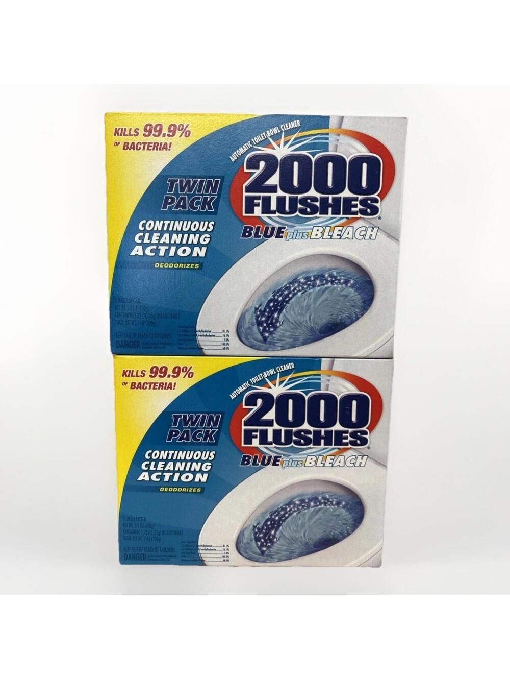 2000 Flushes Blue Plus Bleach‎ Toilet Bowl Cleaner 3.5 oz 2 Packs  (4 Tablets)